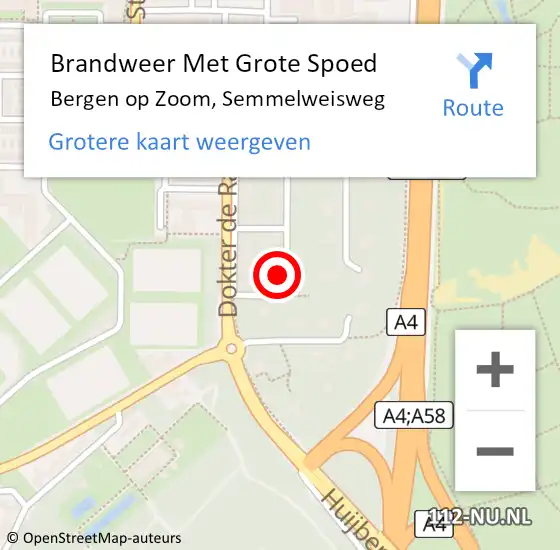 Locatie op kaart van de 112 melding: Brandweer Met Grote Spoed Naar Bergen op Zoom, Semmelweisweg op 20 januari 2023 14:20