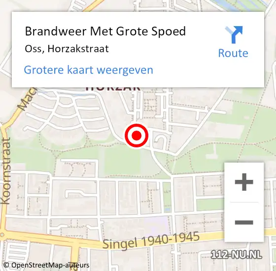 Locatie op kaart van de 112 melding: Brandweer Met Grote Spoed Naar Oss, Horzakstraat op 20 januari 2023 14:28