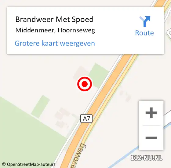 Locatie op kaart van de 112 melding: Brandweer Met Spoed Naar Middenmeer, Hoornseweg op 20 januari 2023 14:38