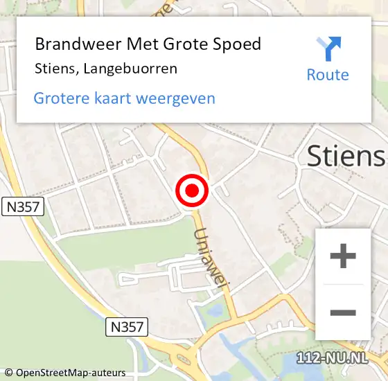 Locatie op kaart van de 112 melding: Brandweer Met Grote Spoed Naar Stiens, Langebuorren op 20 januari 2023 14:38