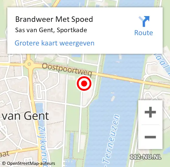 Locatie op kaart van de 112 melding: Brandweer Met Spoed Naar Sas van Gent, Sportkade op 20 januari 2023 14:44