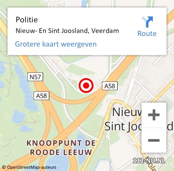 Locatie op kaart van de 112 melding: Politie Nieuw- En Sint Joosland, Veerdam op 12 augustus 2014 20:15