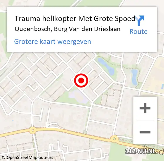 Locatie op kaart van de 112 melding: Trauma helikopter Met Grote Spoed Naar Oudenbosch, Burg Van den Drieslaan op 20 januari 2023 15:41