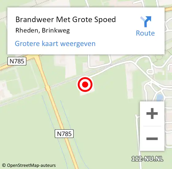 Locatie op kaart van de 112 melding: Brandweer Met Grote Spoed Naar Rheden, Brinkweg op 20 januari 2023 15:43