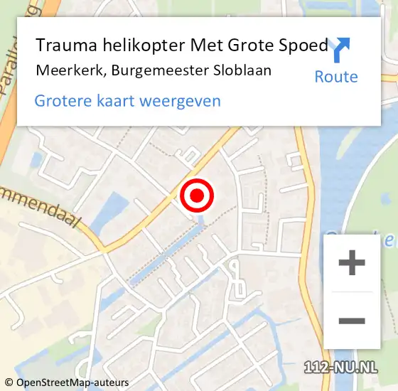 Locatie op kaart van de 112 melding: Trauma helikopter Met Grote Spoed Naar Meerkerk, Burgemeester Sloblaan op 20 januari 2023 15:52
