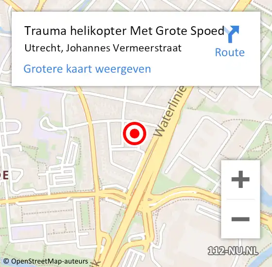 Locatie op kaart van de 112 melding: Trauma helikopter Met Grote Spoed Naar Utrecht, Johannes Vermeerstraat op 20 januari 2023 15:57