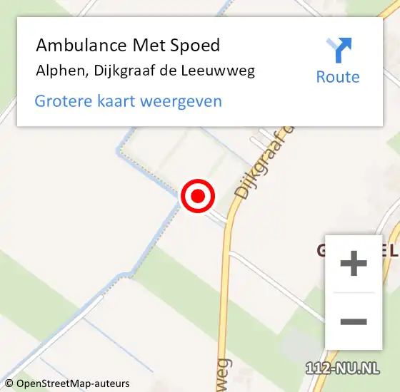 Locatie op kaart van de 112 melding: Ambulance Met Spoed Naar Alphen, Dijkgraaf de Leeuwweg op 20 januari 2023 16:09