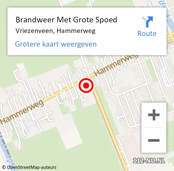 Locatie op kaart van de 112 melding: Brandweer Met Grote Spoed Naar Vriezenveen, Hammerweg op 20 januari 2023 16:20