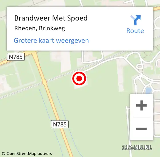 Locatie op kaart van de 112 melding: Brandweer Met Spoed Naar Rheden, Brinkweg op 20 januari 2023 16:25