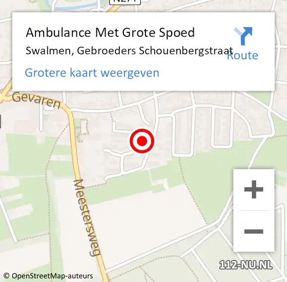 Locatie op kaart van de 112 melding: Ambulance Met Grote Spoed Naar Swalmen, Gebroeders Schouenbergstraat op 20 januari 2023 16:31