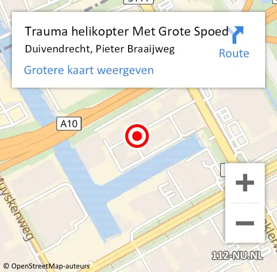 Locatie op kaart van de 112 melding: Trauma helikopter Met Grote Spoed Naar Duivendrecht, Pieter Braaijweg op 20 januari 2023 16:35