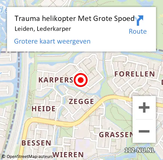 Locatie op kaart van de 112 melding: Trauma helikopter Met Grote Spoed Naar Leiden, Lederkarper op 20 januari 2023 16:43