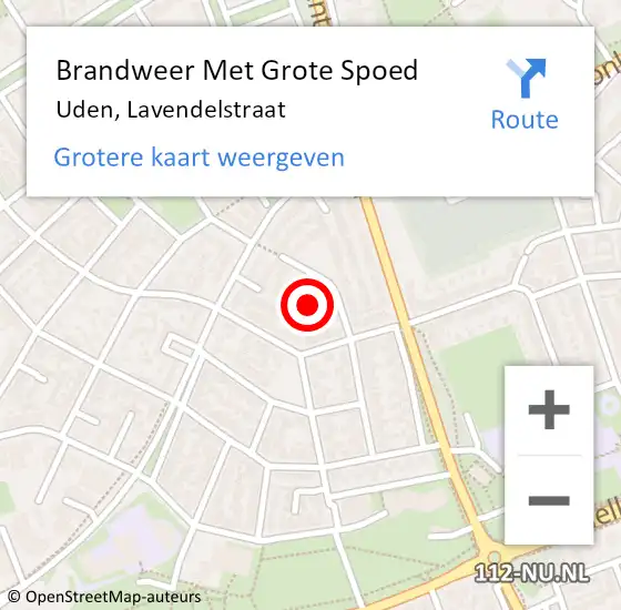 Locatie op kaart van de 112 melding: Brandweer Met Grote Spoed Naar Uden, Lavendelstraat op 20 januari 2023 17:02