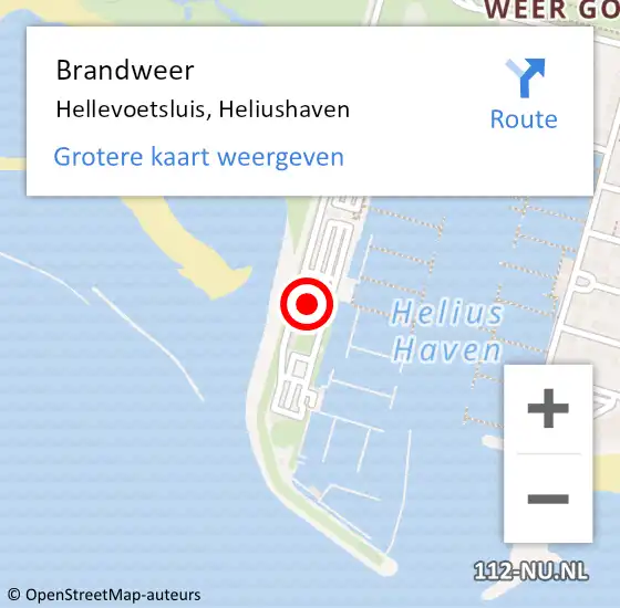 Locatie op kaart van de 112 melding: Brandweer Hellevoetsluis, Heliushaven op 20 januari 2023 17:24