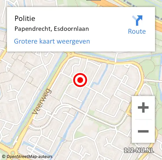 Locatie op kaart van de 112 melding: Politie Papendrecht, Esdoornlaan op 20 januari 2023 17:34