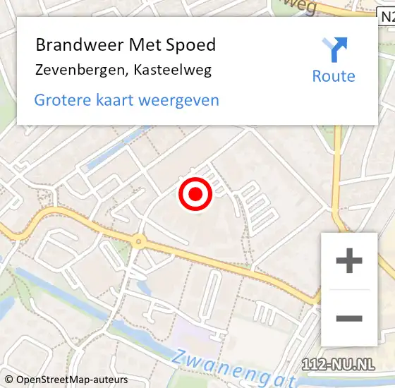 Locatie op kaart van de 112 melding: Brandweer Met Spoed Naar Zevenbergen, Kasteelweg op 20 januari 2023 17:43