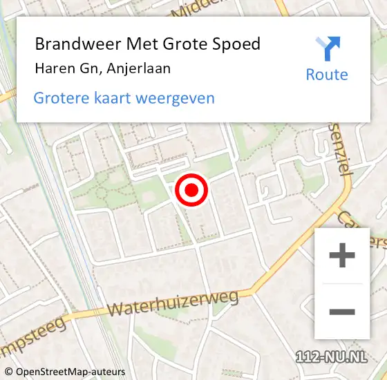 Locatie op kaart van de 112 melding: Brandweer Met Grote Spoed Naar Haren Gn, Anjerlaan op 20 januari 2023 17:44