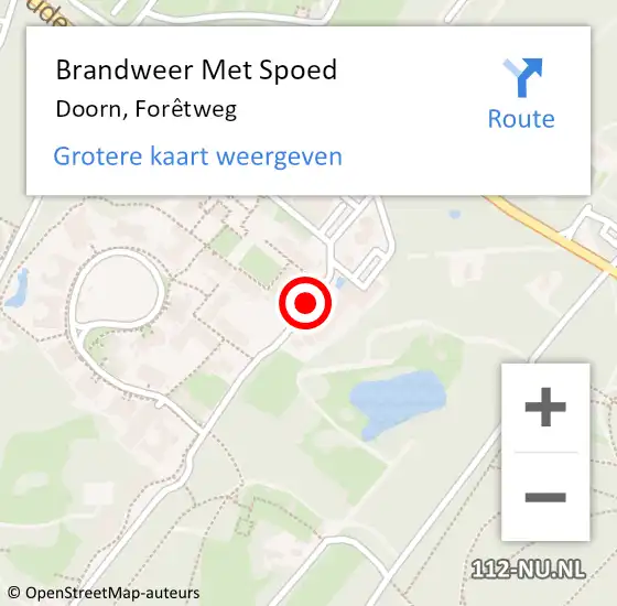 Locatie op kaart van de 112 melding: Brandweer Met Spoed Naar Doorn, Forêtweg op 20 januari 2023 18:09