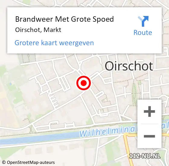 Locatie op kaart van de 112 melding: Brandweer Met Grote Spoed Naar Oirschot, Markt op 20 januari 2023 18:14