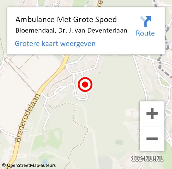 Locatie op kaart van de 112 melding: Ambulance Met Grote Spoed Naar Bloemendaal, Dr. J. van Deventerlaan op 20 januari 2023 18:22