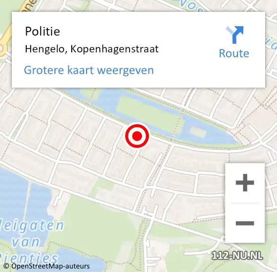 Locatie op kaart van de 112 melding: Politie Hengelo, Kopenhagenstraat op 20 januari 2023 18:28