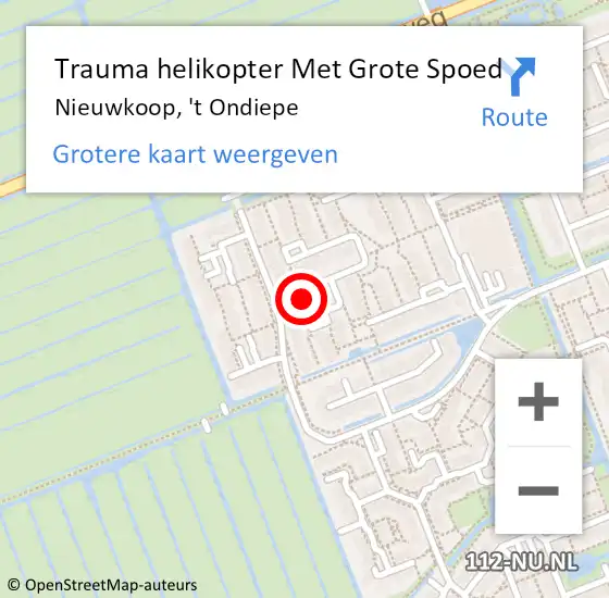 Locatie op kaart van de 112 melding: Trauma helikopter Met Grote Spoed Naar Nieuwkoop, 't Ondiepe op 20 januari 2023 18:41