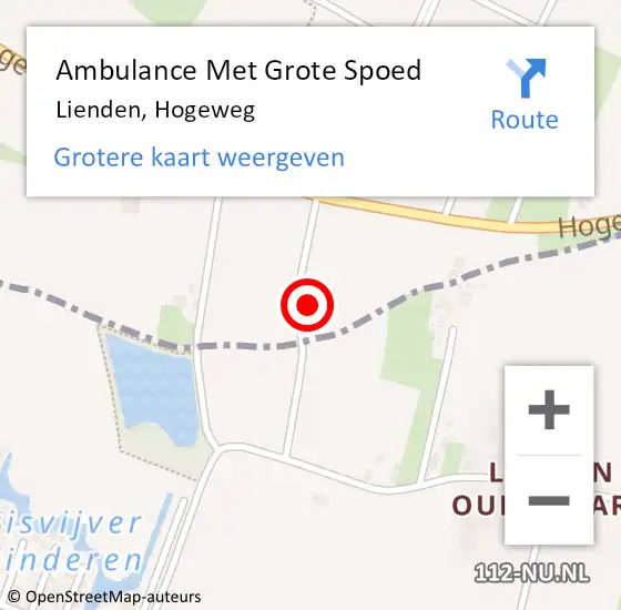Locatie op kaart van de 112 melding: Ambulance Met Grote Spoed Naar Lienden, Hogeweg op 20 januari 2023 18:58