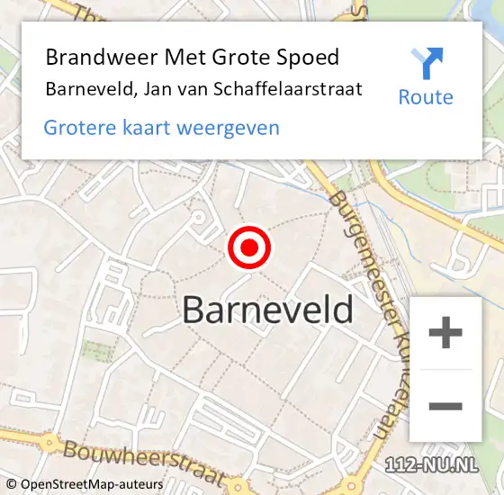 Locatie op kaart van de 112 melding: Brandweer Met Grote Spoed Naar Barneveld, Jan van Schaffelaarstraat op 20 januari 2023 19:10