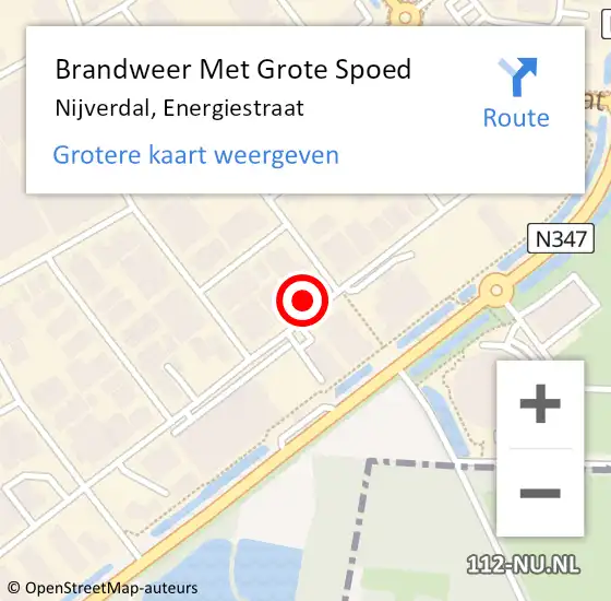 Locatie op kaart van de 112 melding: Brandweer Met Grote Spoed Naar Nijverdal, Energiestraat op 20 januari 2023 19:11