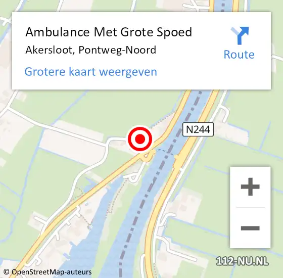 Locatie op kaart van de 112 melding: Ambulance Met Grote Spoed Naar Akersloot, Pontweg-Noord op 20 januari 2023 19:17