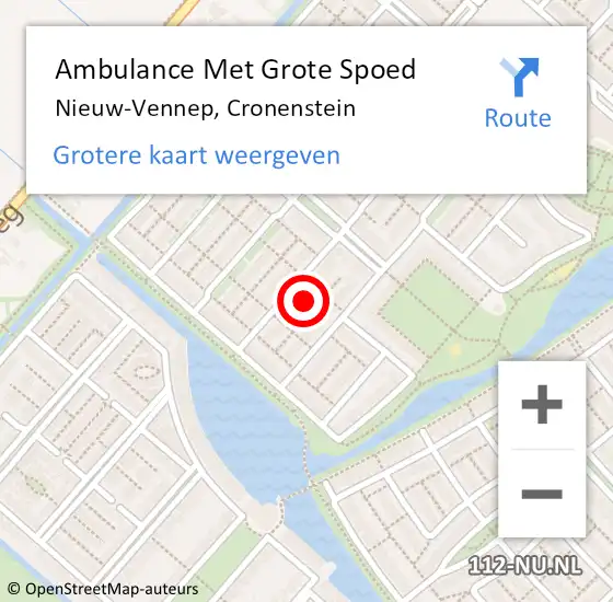 Locatie op kaart van de 112 melding: Ambulance Met Grote Spoed Naar Nieuw-Vennep, Cronenstein op 20 januari 2023 19:34