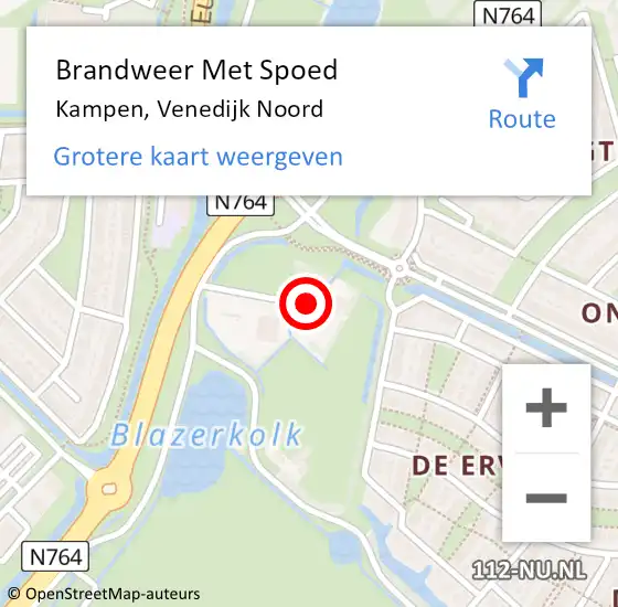 Locatie op kaart van de 112 melding: Brandweer Met Spoed Naar Kampen, Venedijk Noord op 20 januari 2023 19:35