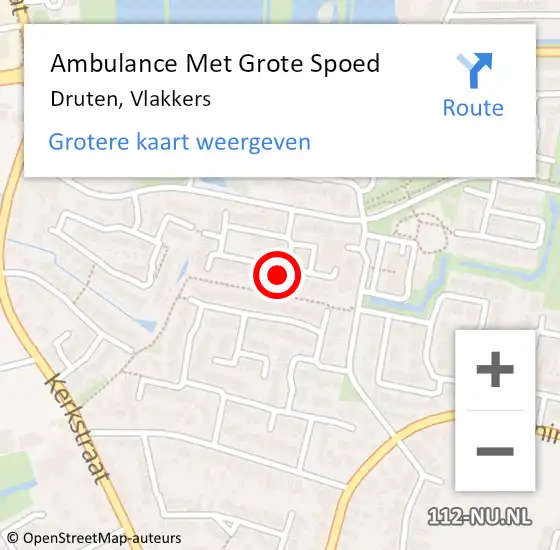 Locatie op kaart van de 112 melding: Ambulance Met Grote Spoed Naar Druten, Vlakkers op 20 januari 2023 20:25