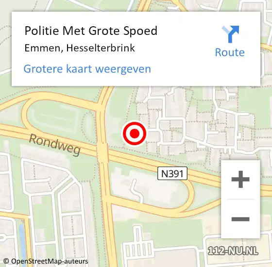 Locatie op kaart van de 112 melding: Politie Met Grote Spoed Naar Emmen, Hesselterbrink op 20 januari 2023 20:27