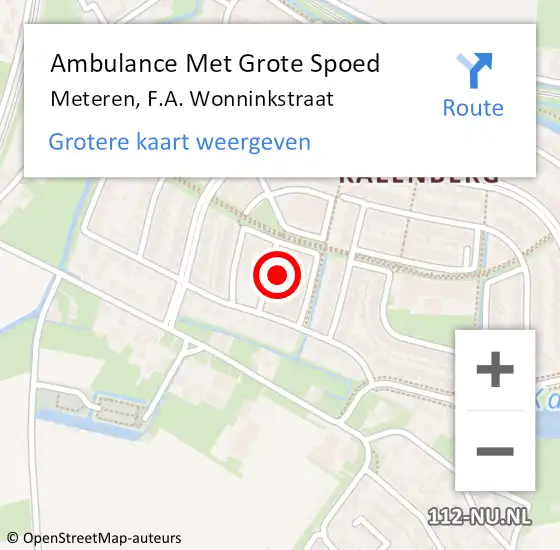 Locatie op kaart van de 112 melding: Ambulance Met Grote Spoed Naar Meteren, F.A. Wonninkstraat op 20 januari 2023 20:27