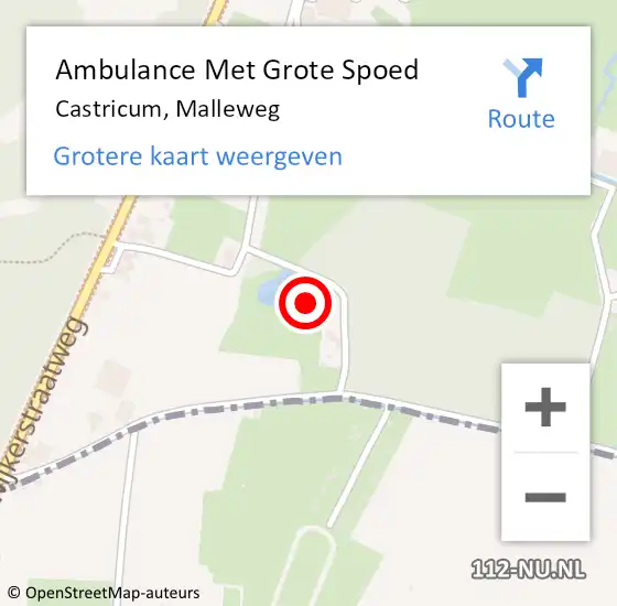 Locatie op kaart van de 112 melding: Ambulance Met Grote Spoed Naar Castricum, Malleweg op 20 januari 2023 20:43