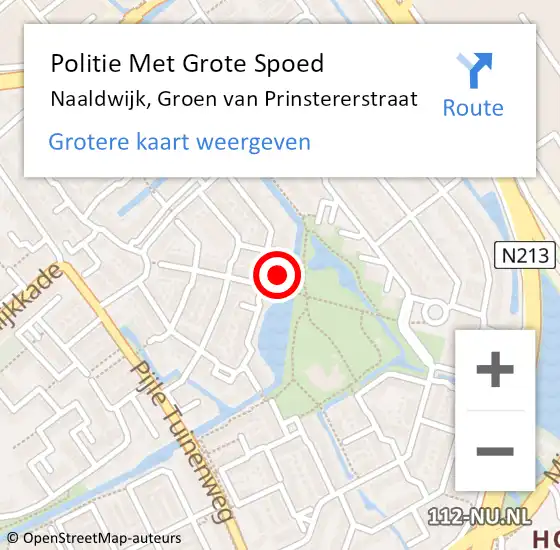 Locatie op kaart van de 112 melding: Politie Met Grote Spoed Naar Naaldwijk, Groen van Prinstererstraat op 20 januari 2023 20:48