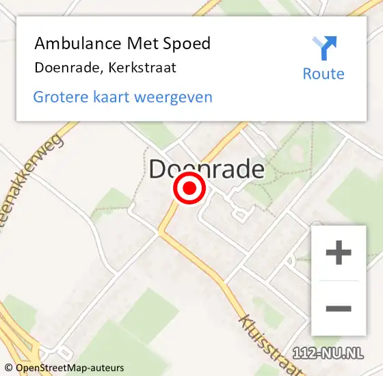 Locatie op kaart van de 112 melding: Ambulance Met Spoed Naar Doenrade, Kerkstraat op 12 augustus 2014 21:12