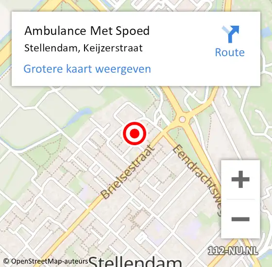 Locatie op kaart van de 112 melding: Ambulance Met Spoed Naar Stellendam, Keijzerstraat op 20 januari 2023 20:51