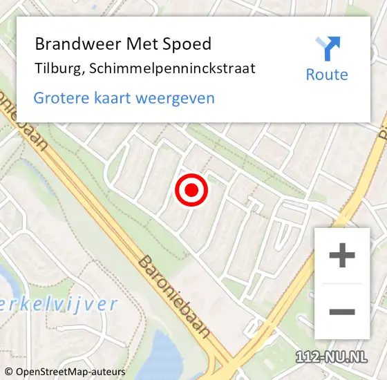 Locatie op kaart van de 112 melding: Brandweer Met Spoed Naar Tilburg, Schimmelpenninckstraat op 20 januari 2023 20:54