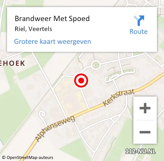 Locatie op kaart van de 112 melding: Brandweer Met Spoed Naar Riel, Veertels op 20 januari 2023 20:55