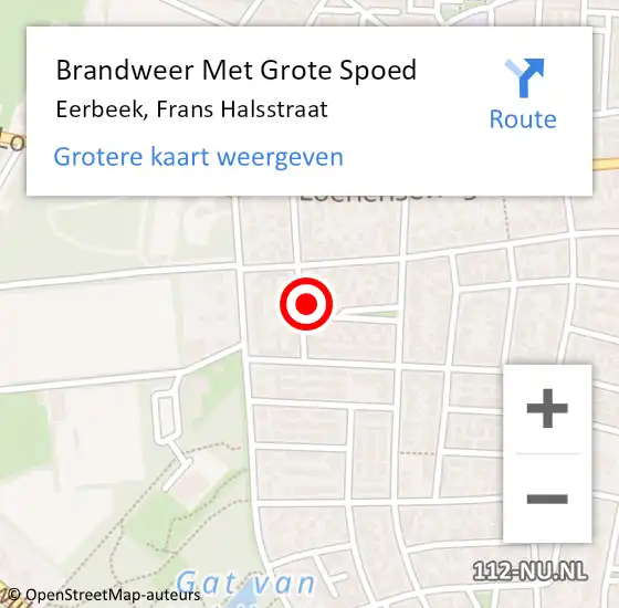 Locatie op kaart van de 112 melding: Brandweer Met Grote Spoed Naar Eerbeek, Frans Halsstraat op 20 januari 2023 20:58