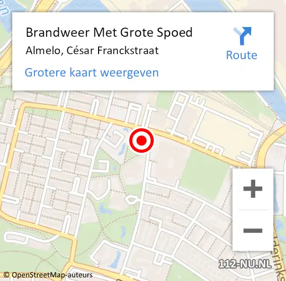 Locatie op kaart van de 112 melding: Brandweer Met Grote Spoed Naar Almelo, César Franckstraat op 20 januari 2023 21:09