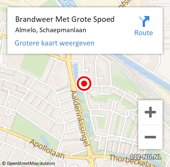 Locatie op kaart van de 112 melding: Brandweer Met Grote Spoed Naar Almelo, Schaepmanlaan op 20 januari 2023 21:15