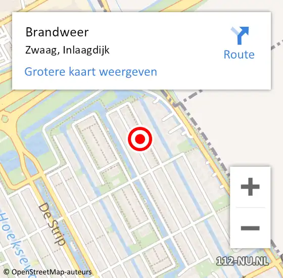 Locatie op kaart van de 112 melding: Brandweer Zwaag, Inlaagdijk op 20 januari 2023 21:17