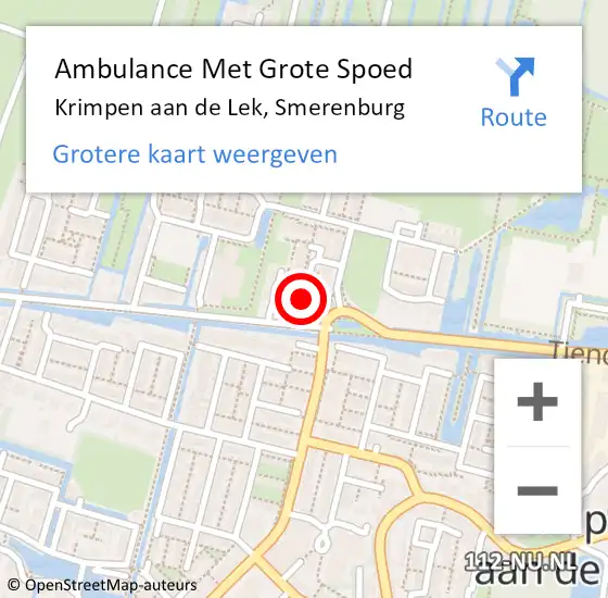 Locatie op kaart van de 112 melding: Ambulance Met Grote Spoed Naar Krimpen aan de Lek, Smerenburg op 20 januari 2023 22:16