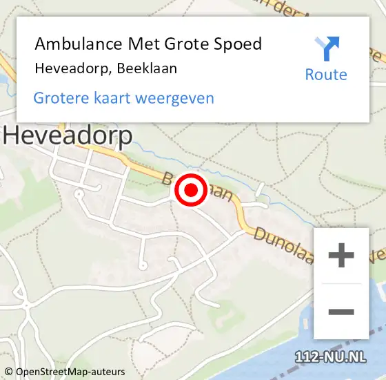 Locatie op kaart van de 112 melding: Ambulance Met Grote Spoed Naar Heveadorp, Beeklaan op 20 januari 2023 22:52