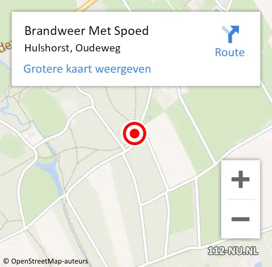 Locatie op kaart van de 112 melding: Brandweer Met Spoed Naar Hulshorst, Oudeweg op 12 augustus 2014 21:26