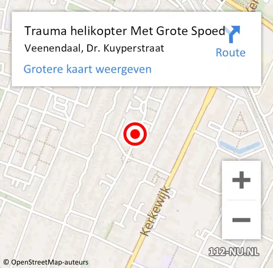 Locatie op kaart van de 112 melding: Trauma helikopter Met Grote Spoed Naar Veenendaal, Dr. Kuyperstraat op 20 januari 2023 23:41