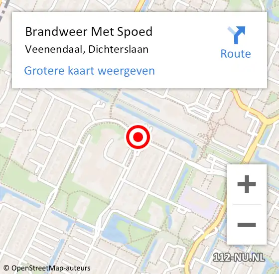 Locatie op kaart van de 112 melding: Brandweer Met Spoed Naar Veenendaal, Dichterslaan op 21 januari 2023 00:04